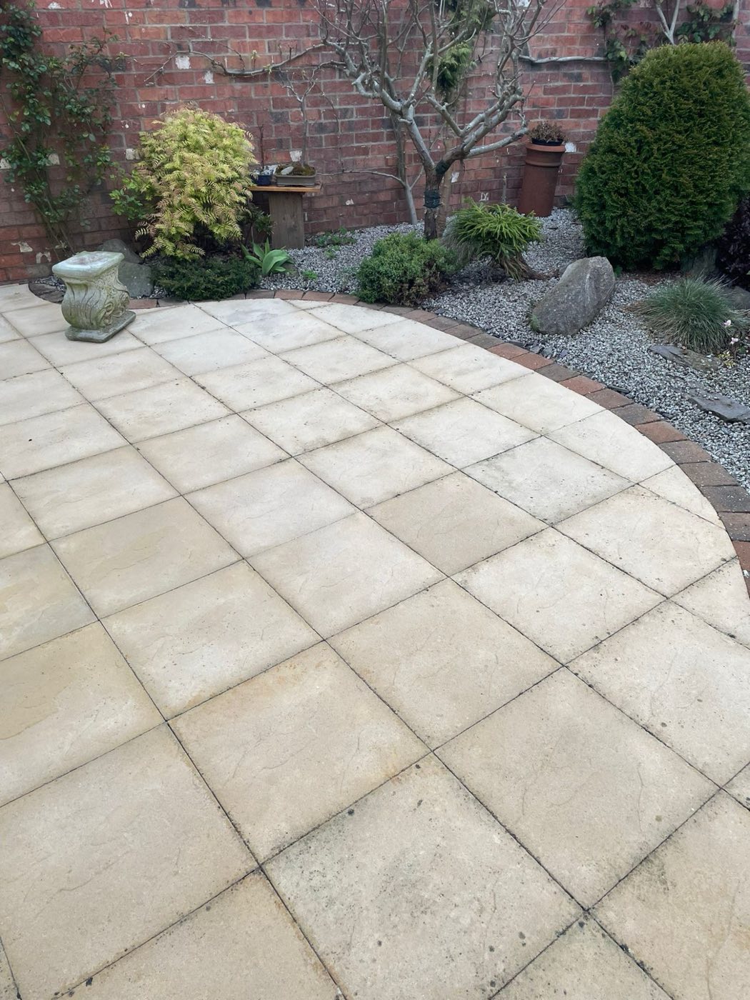 Before and after of a pressure-washed surface