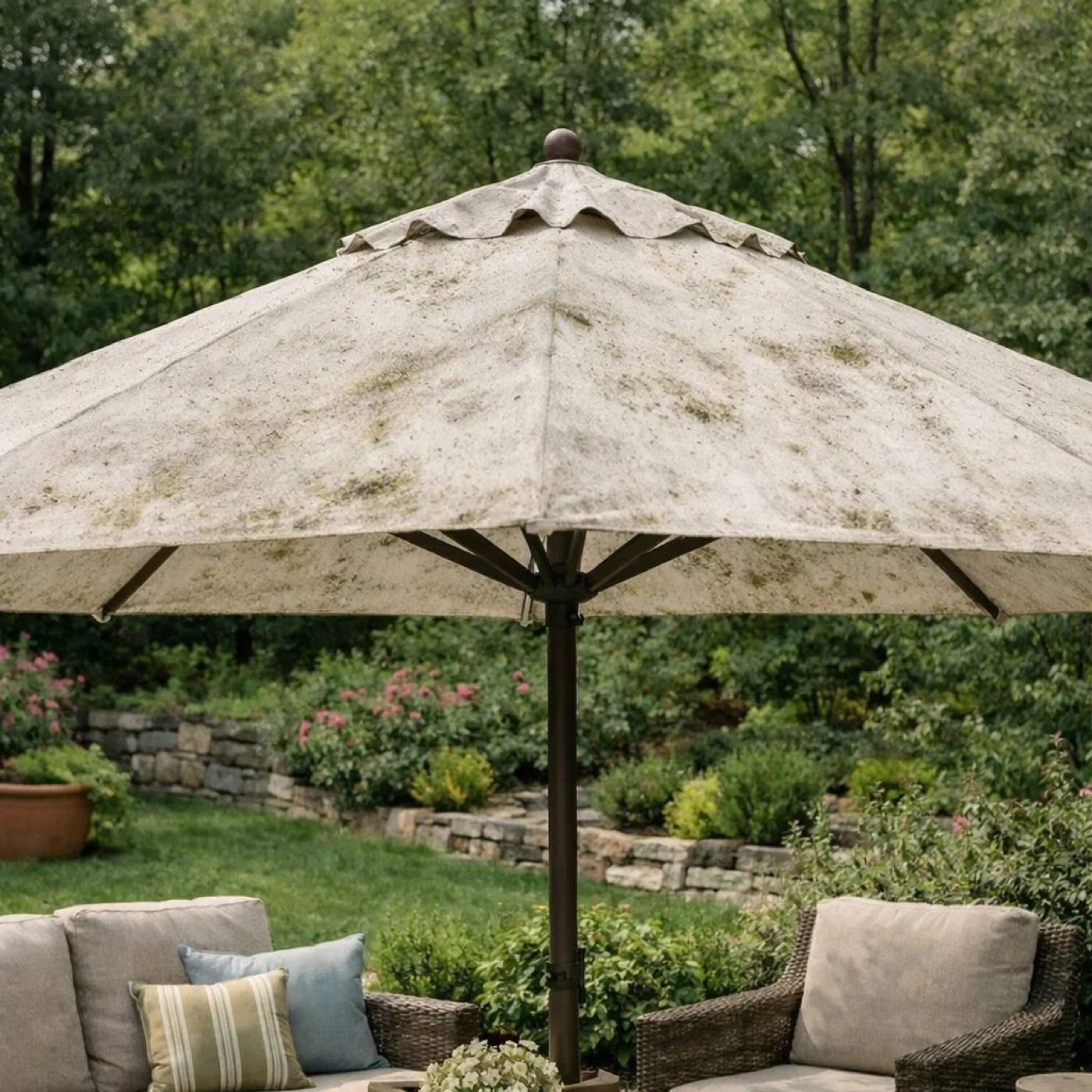 Dirty parasol canopy